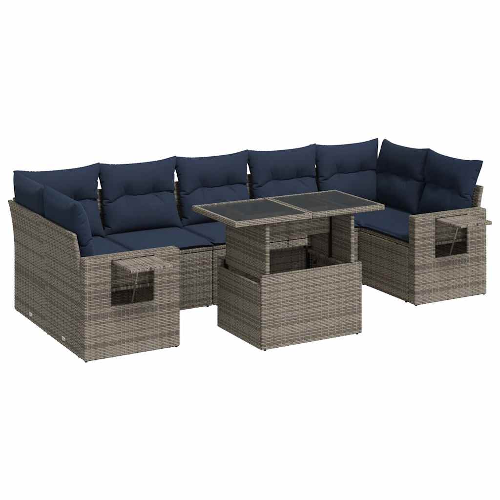 8-dijelni set vrtnih sofa od poliratana s jastucima sivi bagrem