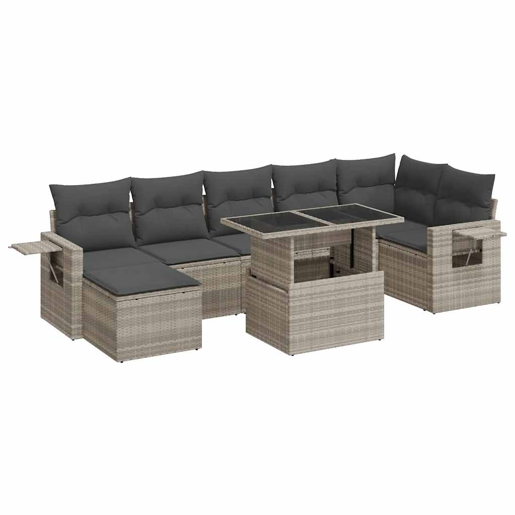 8-dijelni set vrtnih sofa od poliratana s jastucima svjetlosivi