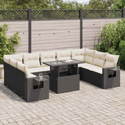 10-dijelni set vrtnih sofa s jastucima crni od poliratana