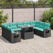 10-dijelni set vrtnih sofa s jastucima crni poliratana bagrem