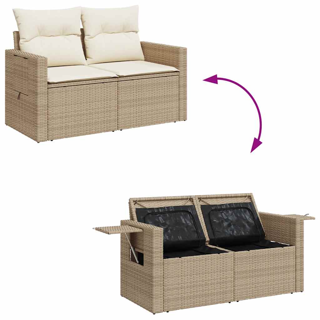 10-dijelni set vrtnih sofa s jastucima bež od poliratana