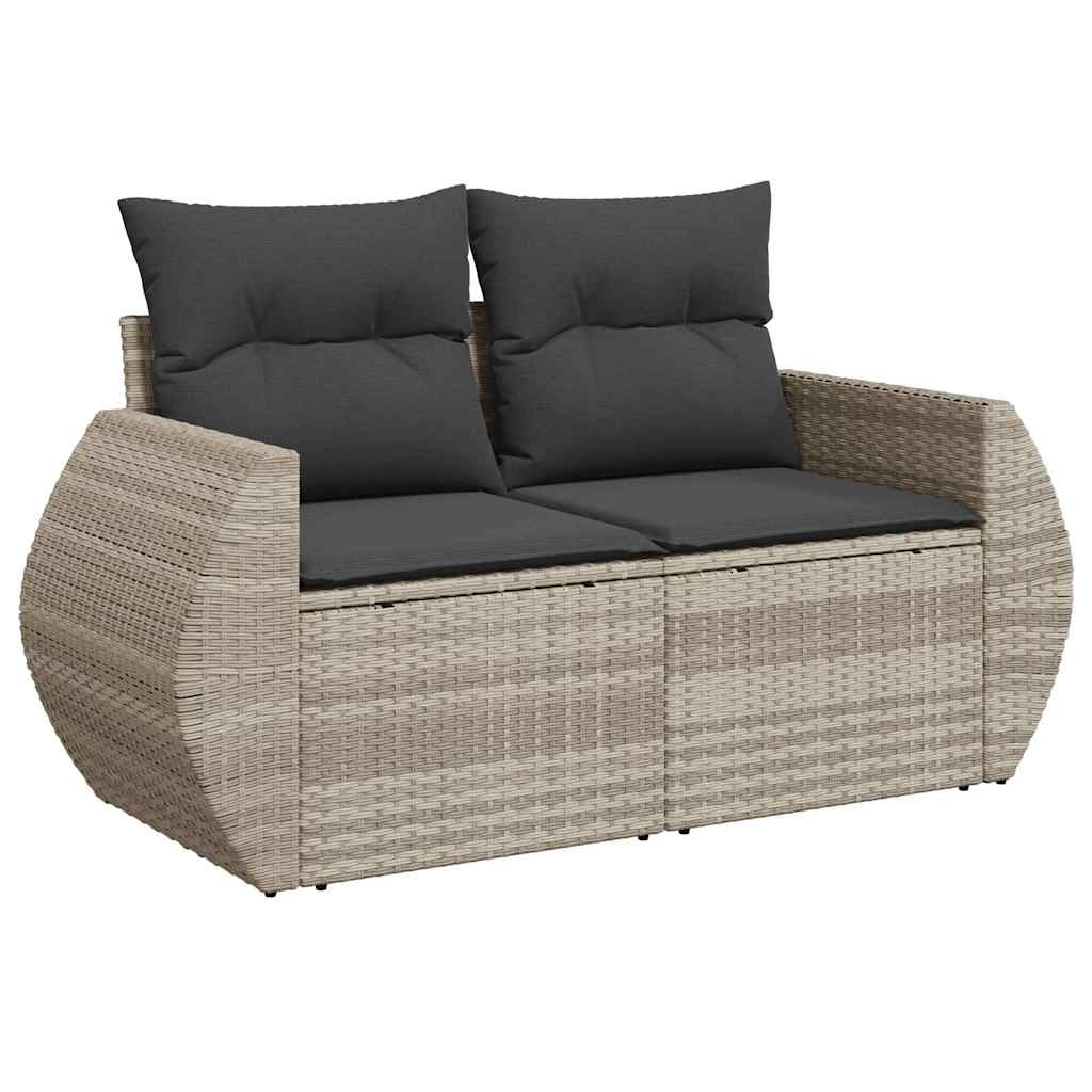 8-dijelni set vrtnih sofa od poliratana s jastucima svjetlosivi