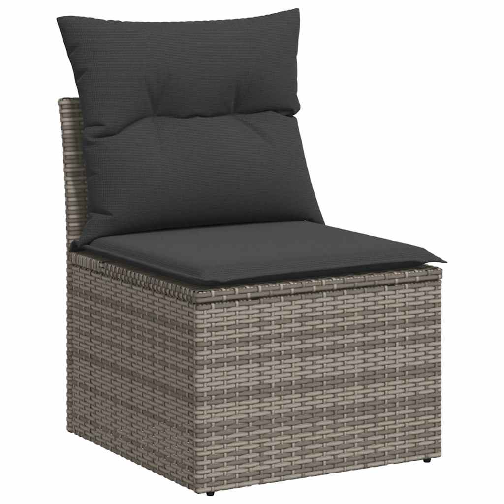 9-dijelni set vrtnih sofa od poliratana s jastucima sivi
