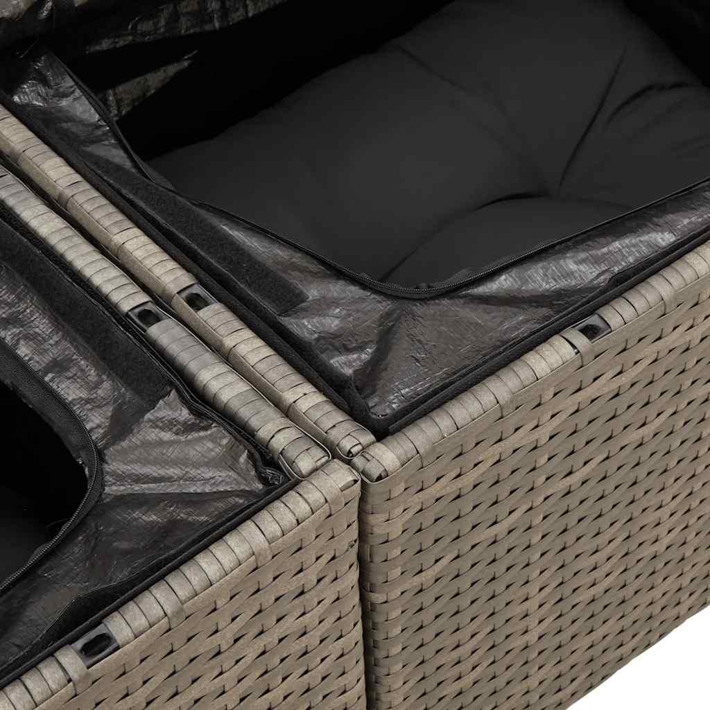9-dijelni set vrtnih sofa od poliratana s jastucima sivi