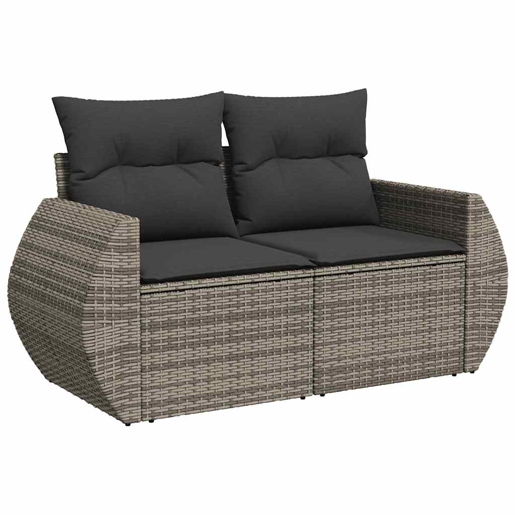 9-dijelni set vrtnih sofa od poliratana s jastucima sivi
