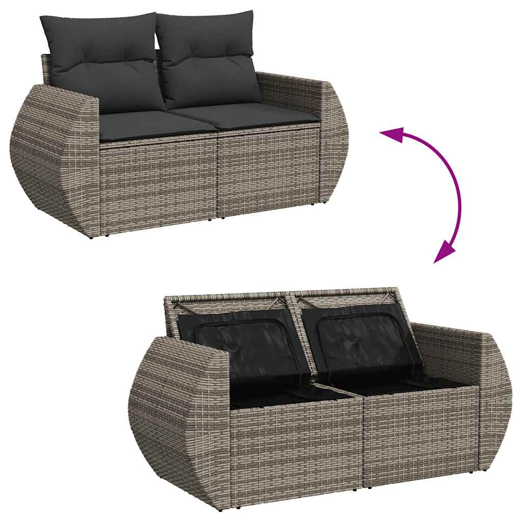 9-dijelni set vrtnih sofa od poliratana s jastucima sivi