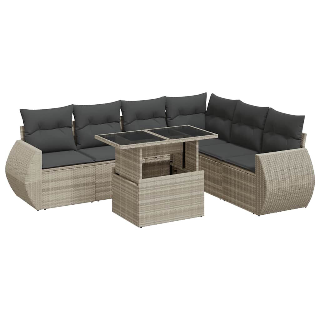 7-dijelni set vrtnih sofa svjetlosivi od poliratana