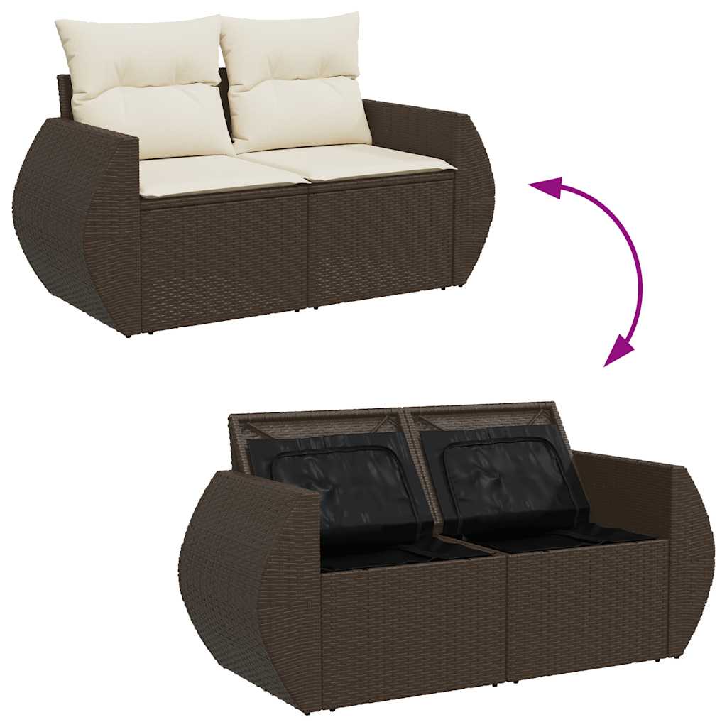 8-dijelni set vrtnih sofa s jastucima smeđi od poliratana