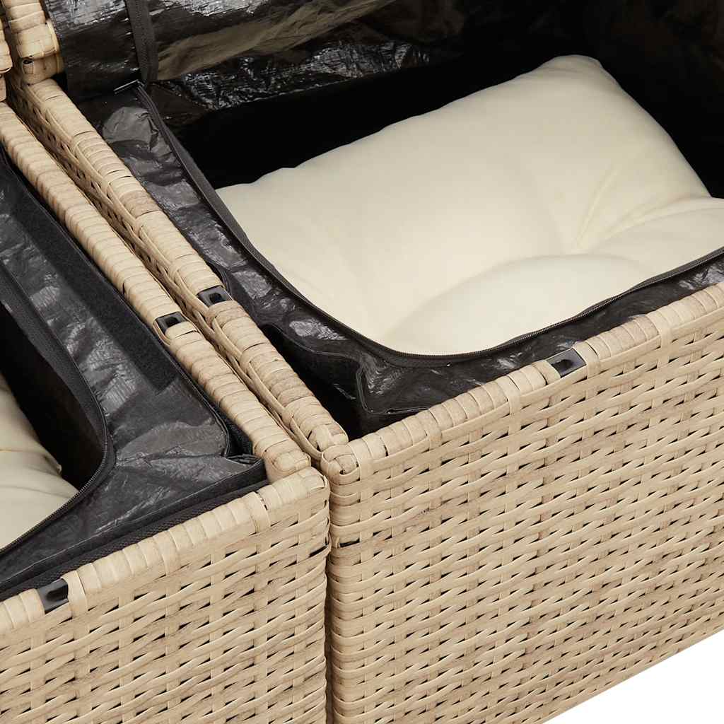 10-dijelni set vrtnih sofa s jastucima bež od poliratana