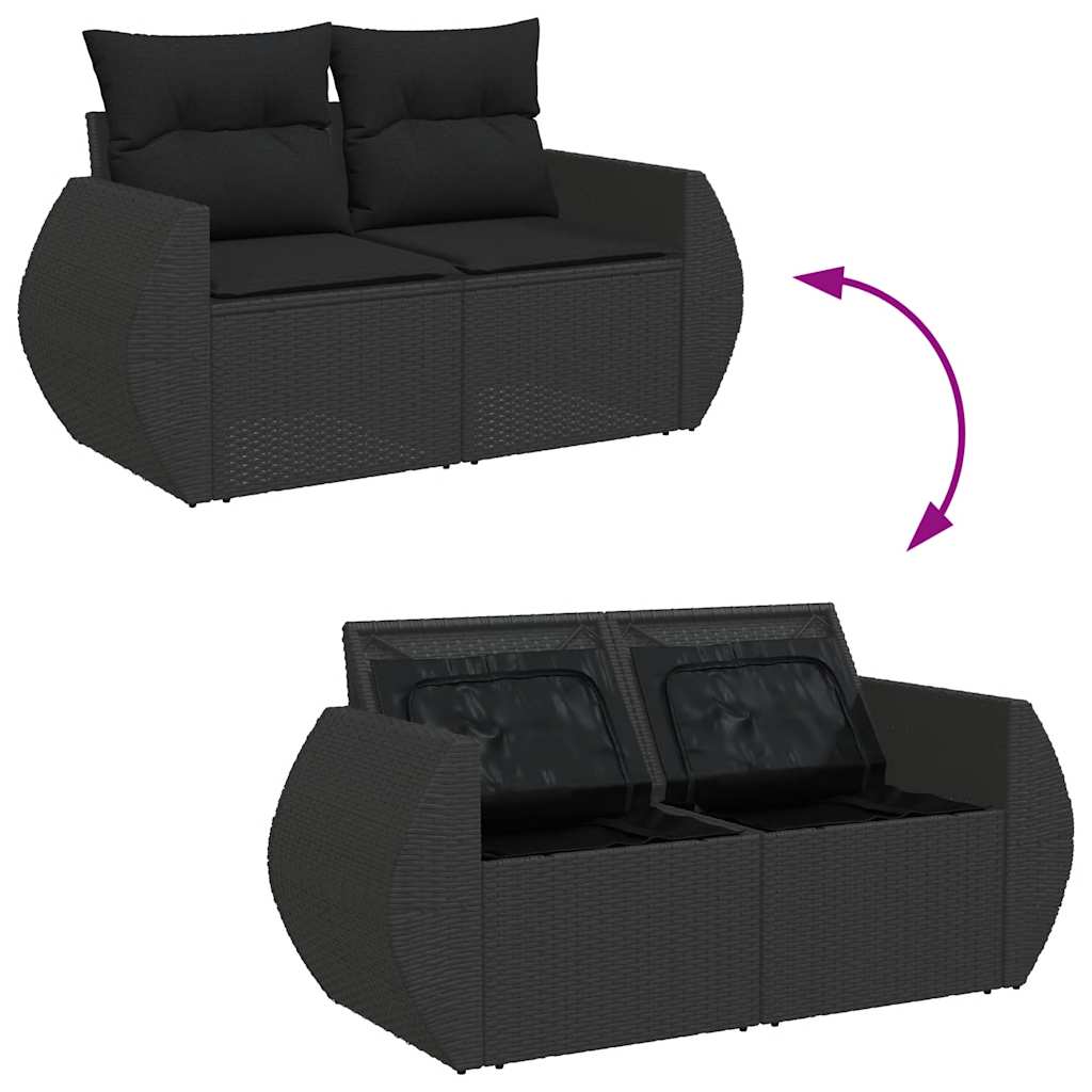 11-dijelni set vrtnih sofa od poliratana s jastucima crni
