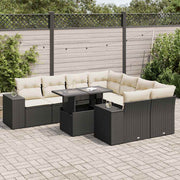 9-dijelni set vrtnih sofa s jastucima crni od poliratana