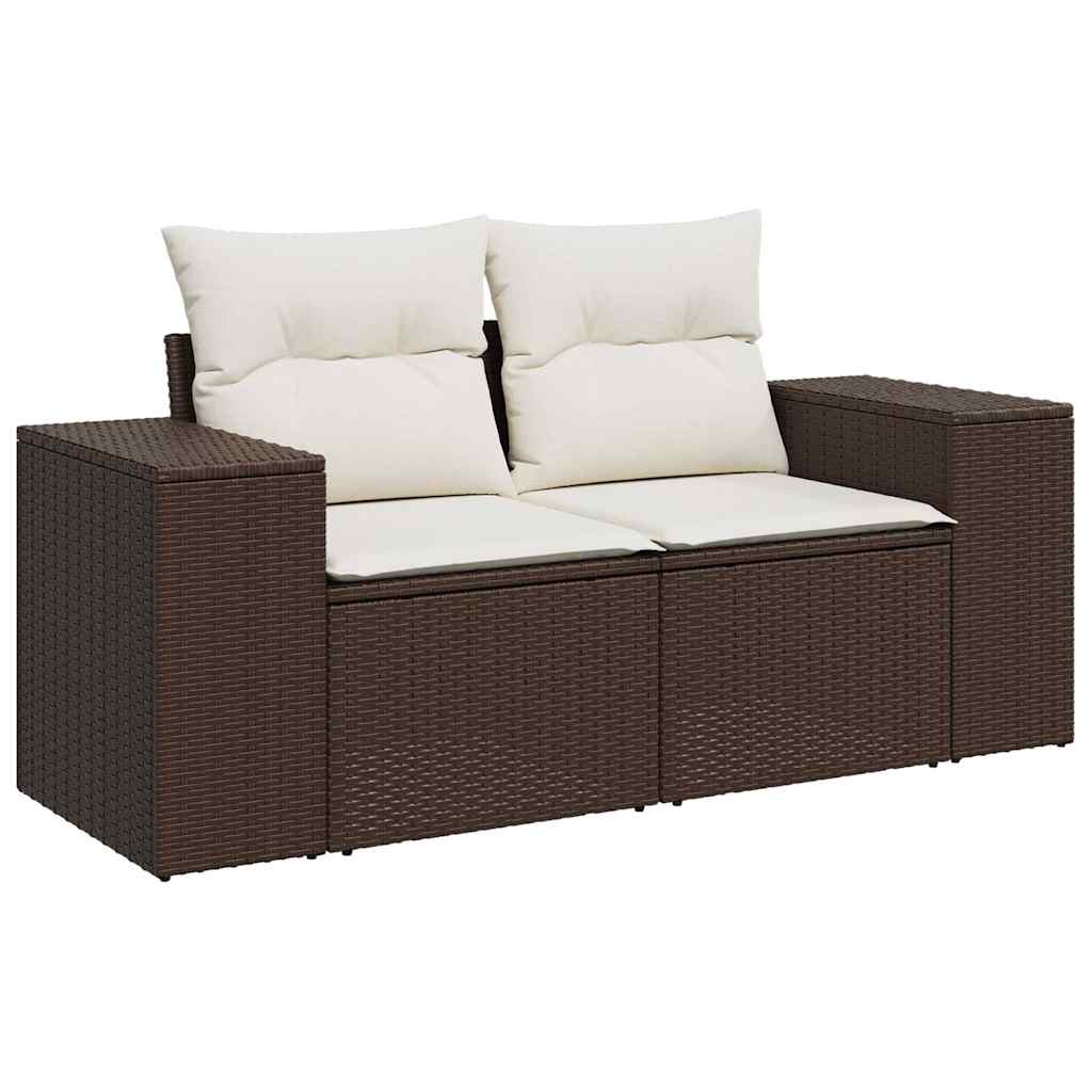 5-dijelni set vrtnih sofa s jastucima poliratan smeđi