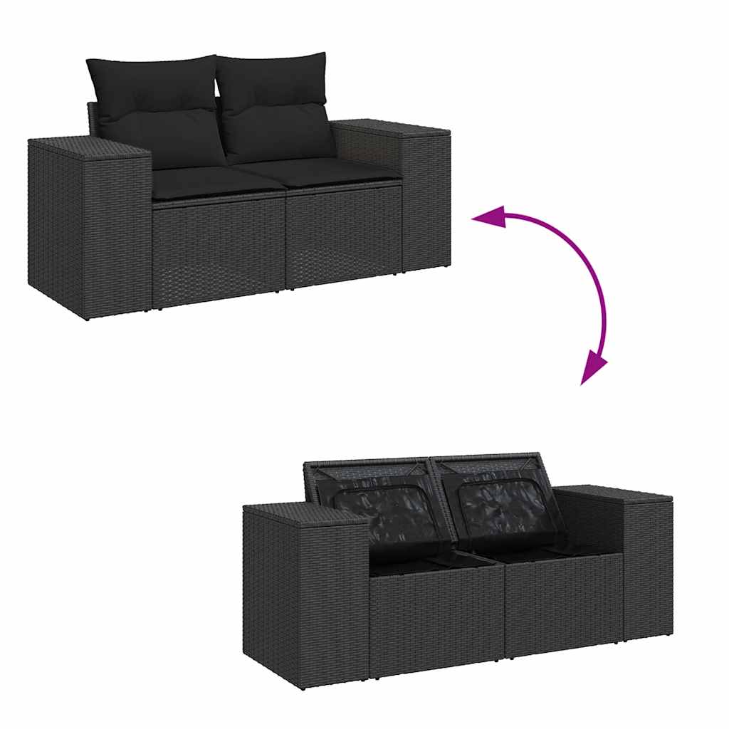 9-dijelni set vrtnih sofa s jastucima crni od poliratana
