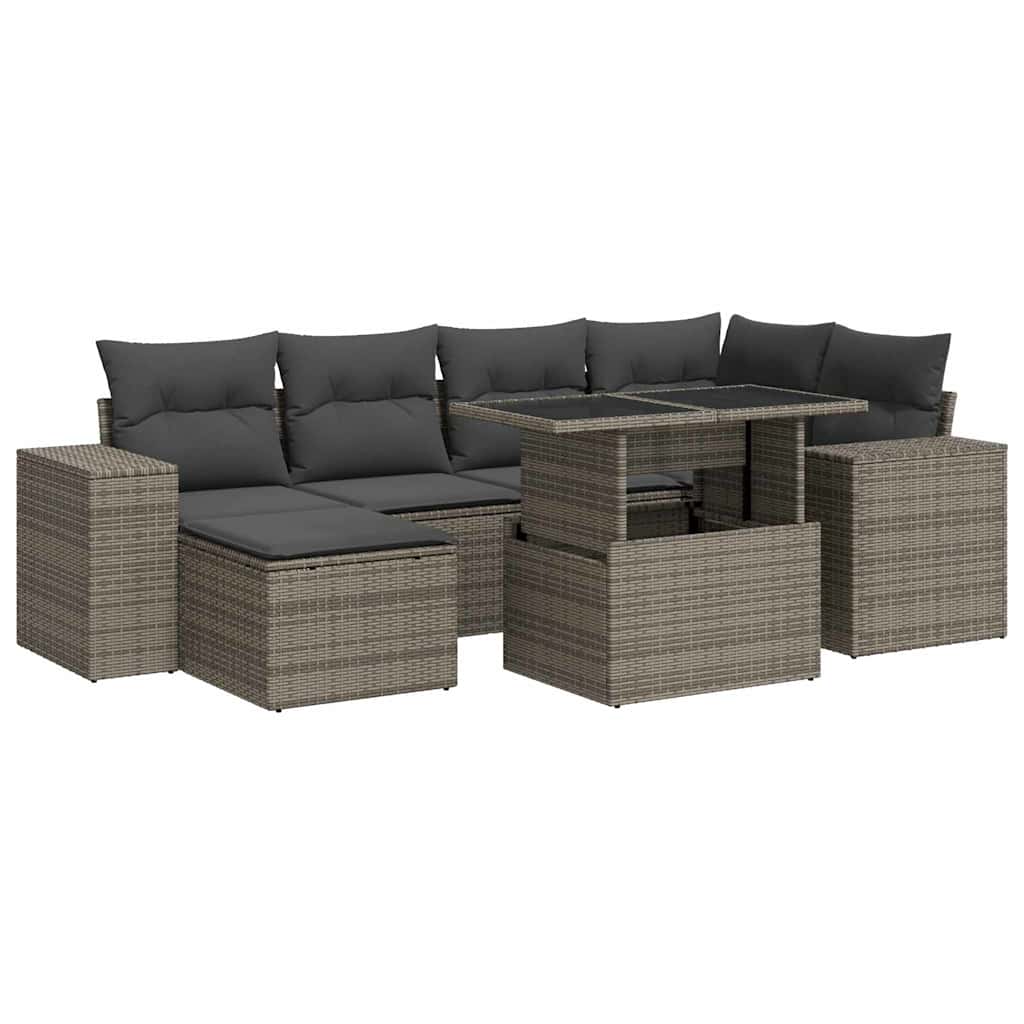 7-dijelni set vrtnih sofa sivi od poliratana