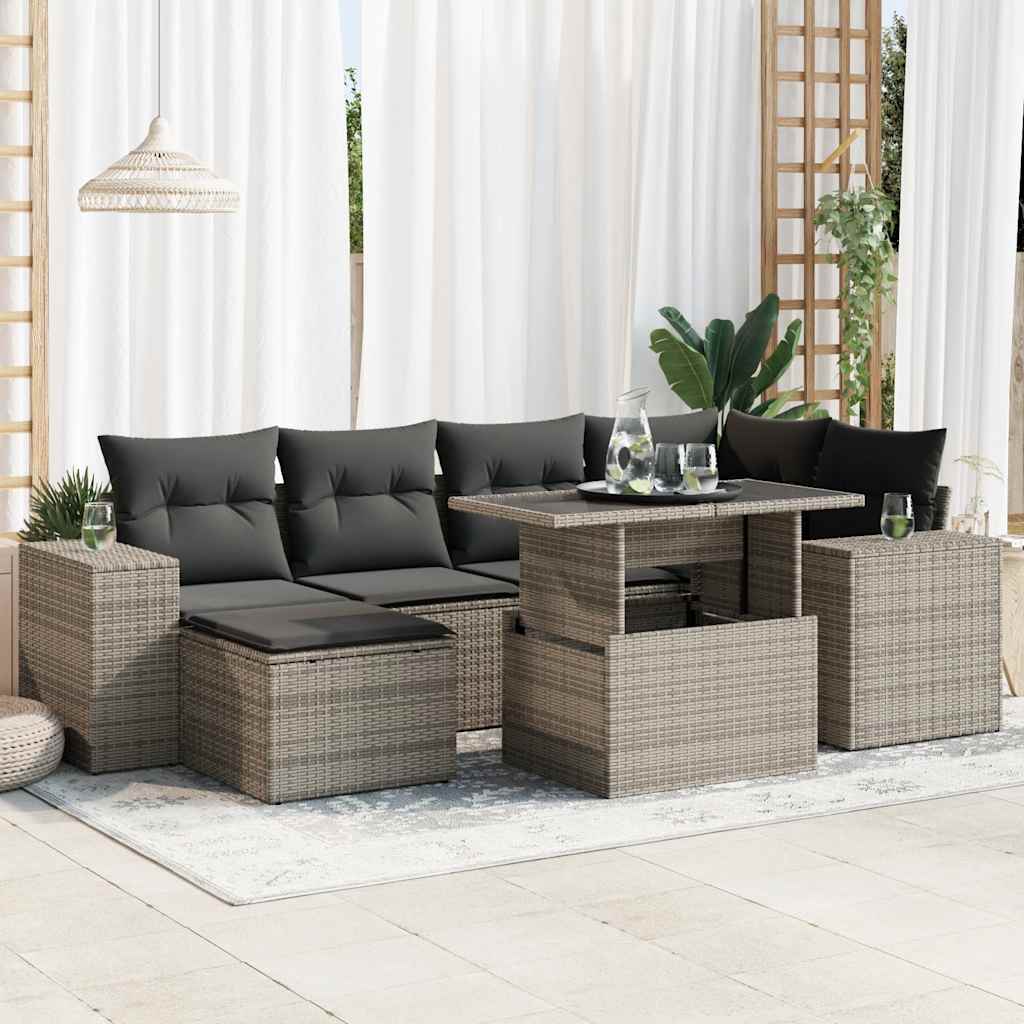 7-dijelni set vrtnih sofa sivi od poliratana