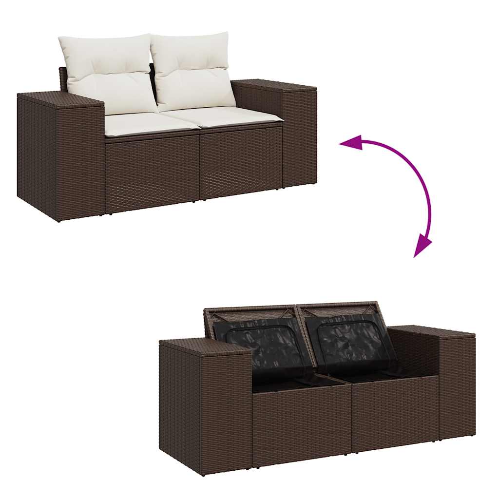 7-dijelni set vrtnih sofa od poliratana s jastucima smeđi
