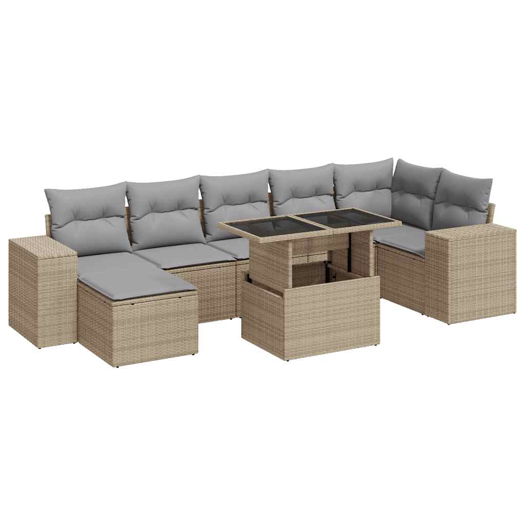 8-dijelni set vrtnih sofa od poliratana s jastucima bež