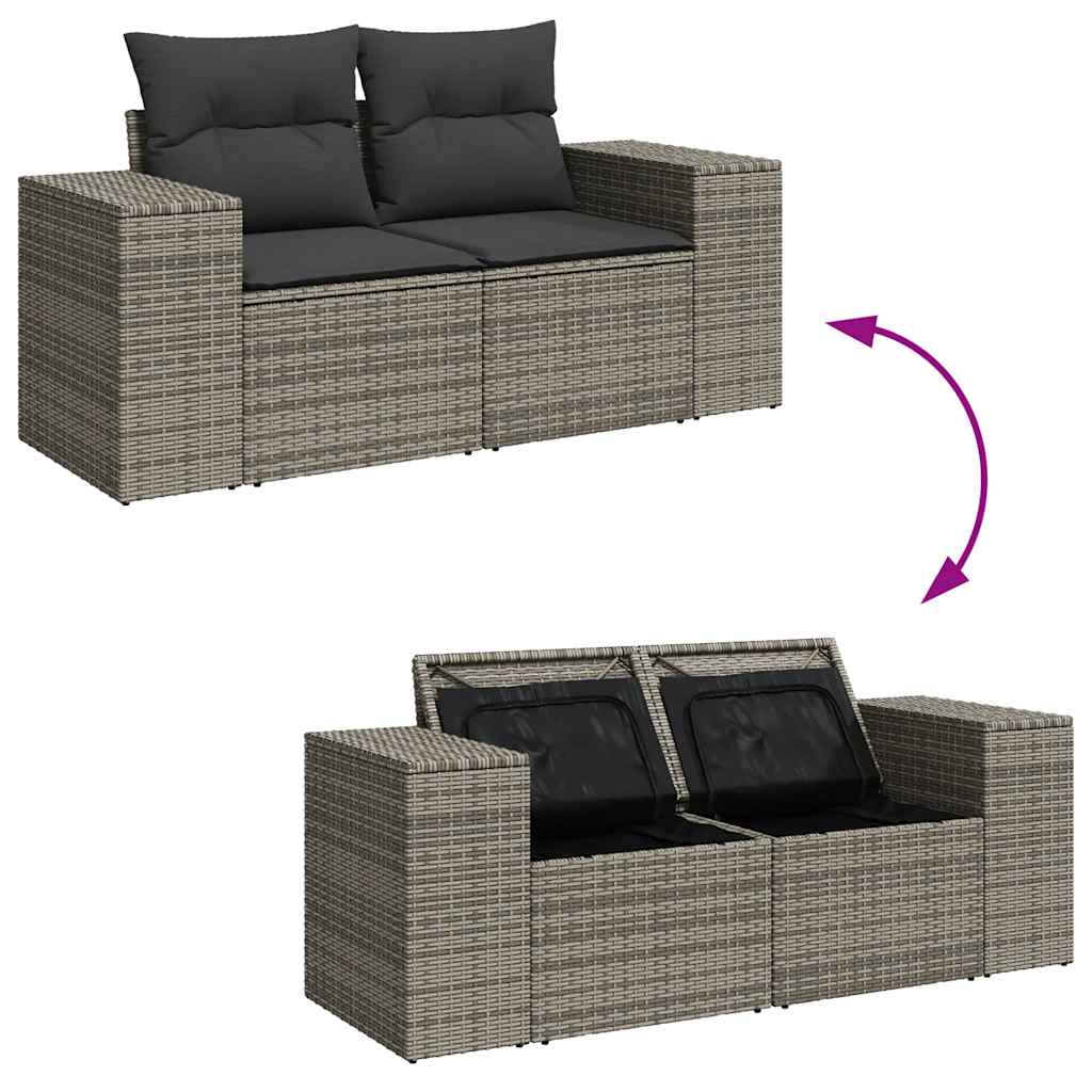 9-dijelni set vrtnih sofa od poliratana s jastucima sivi
