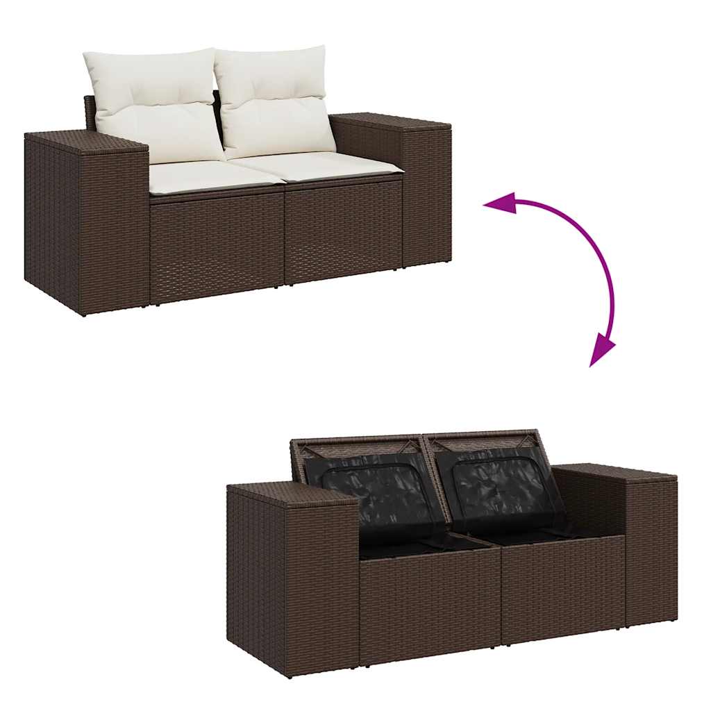 9-dijelni set vrtnih sofa s jastucima poliratan smeđi