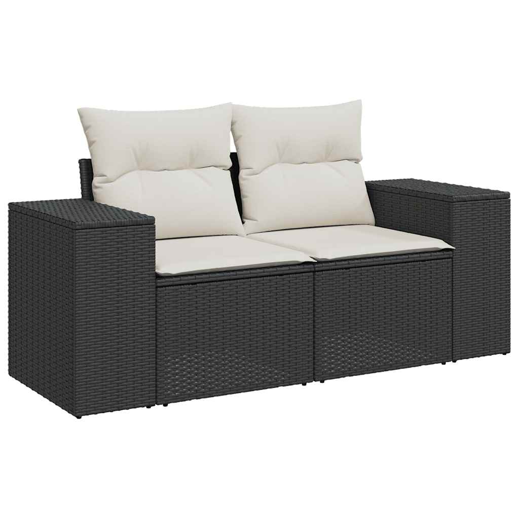 10-dijelni set vrtnih sofa s jastucima crni od poliratana