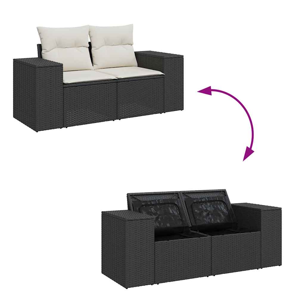 10-dijelni set vrtnih sofa s jastucima crni od poliratana