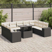 10-dijelni set vrtnih sofa s jastucima crni od poliratana
