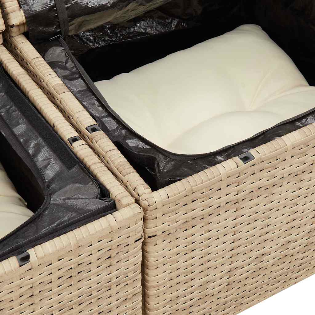 10-dijelni set vrtnih sofa s jastucima bež od poliratana