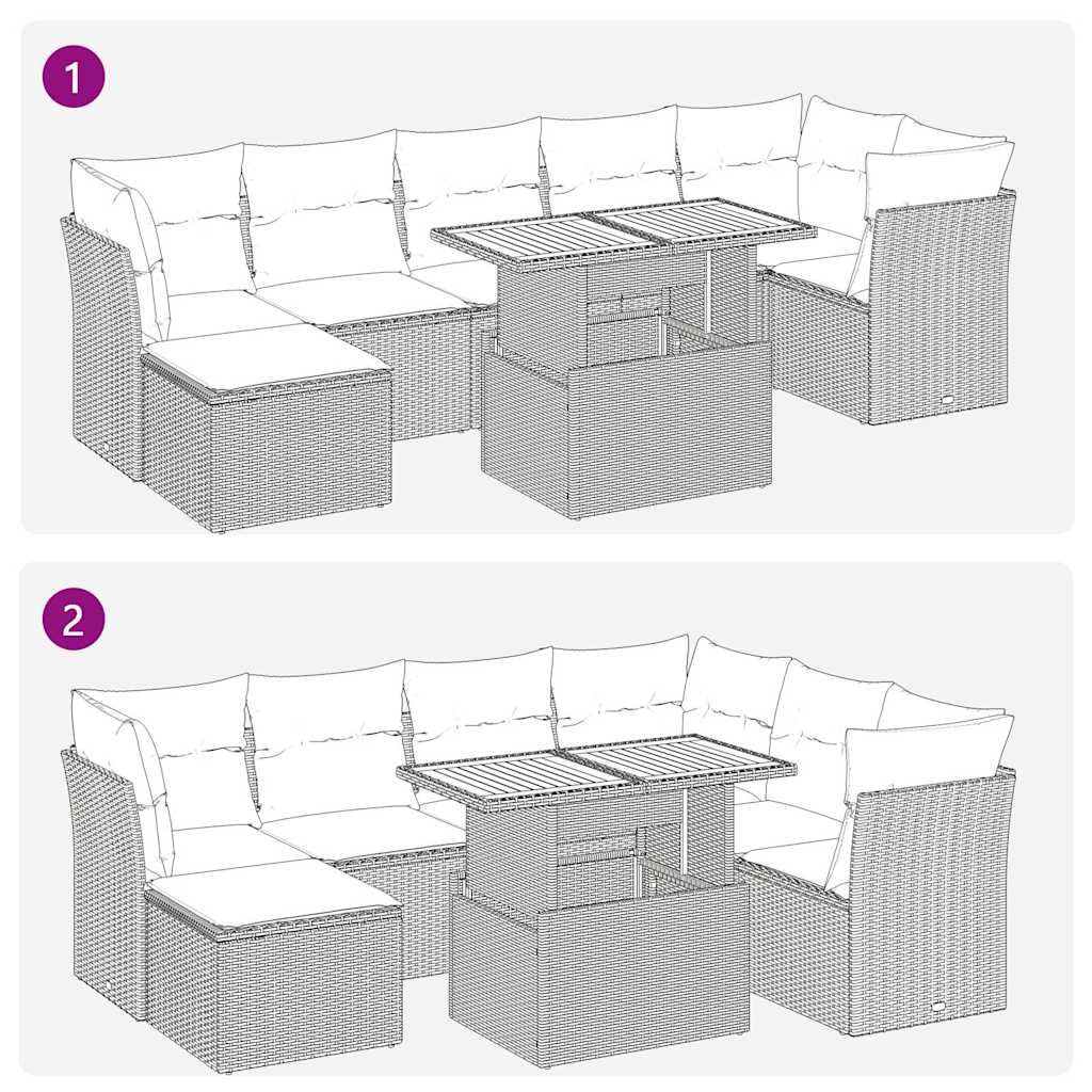 8-dijelni set vrtnih sofa od poliratana s jastucima