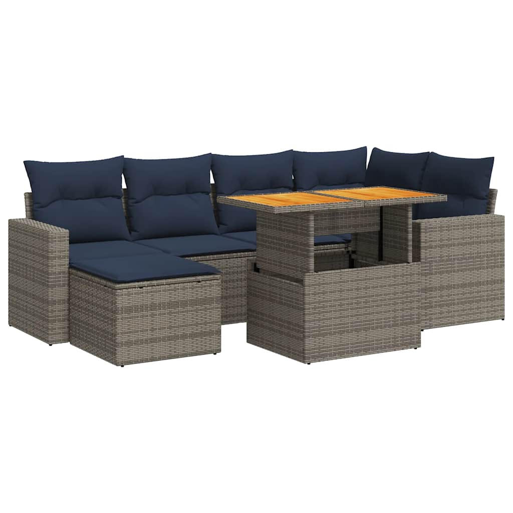 7-dijelni set vrtnih sofa sivi od poliratana