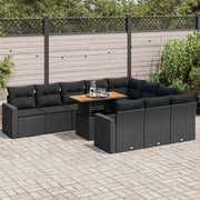 11-dijelni set vrtnih sofa od poliratana s jastucima crni
