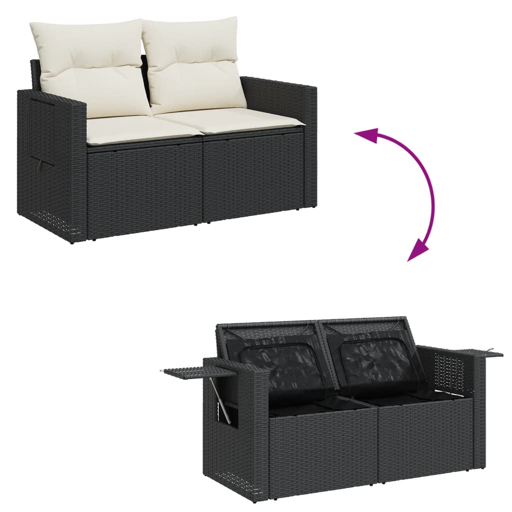7-dijelni set vrtnih sofa od poliratana s jastucima crni