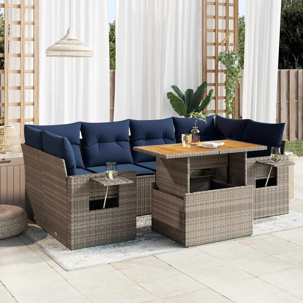 7-dijelni set vrtnih sofa sivi od poliratana