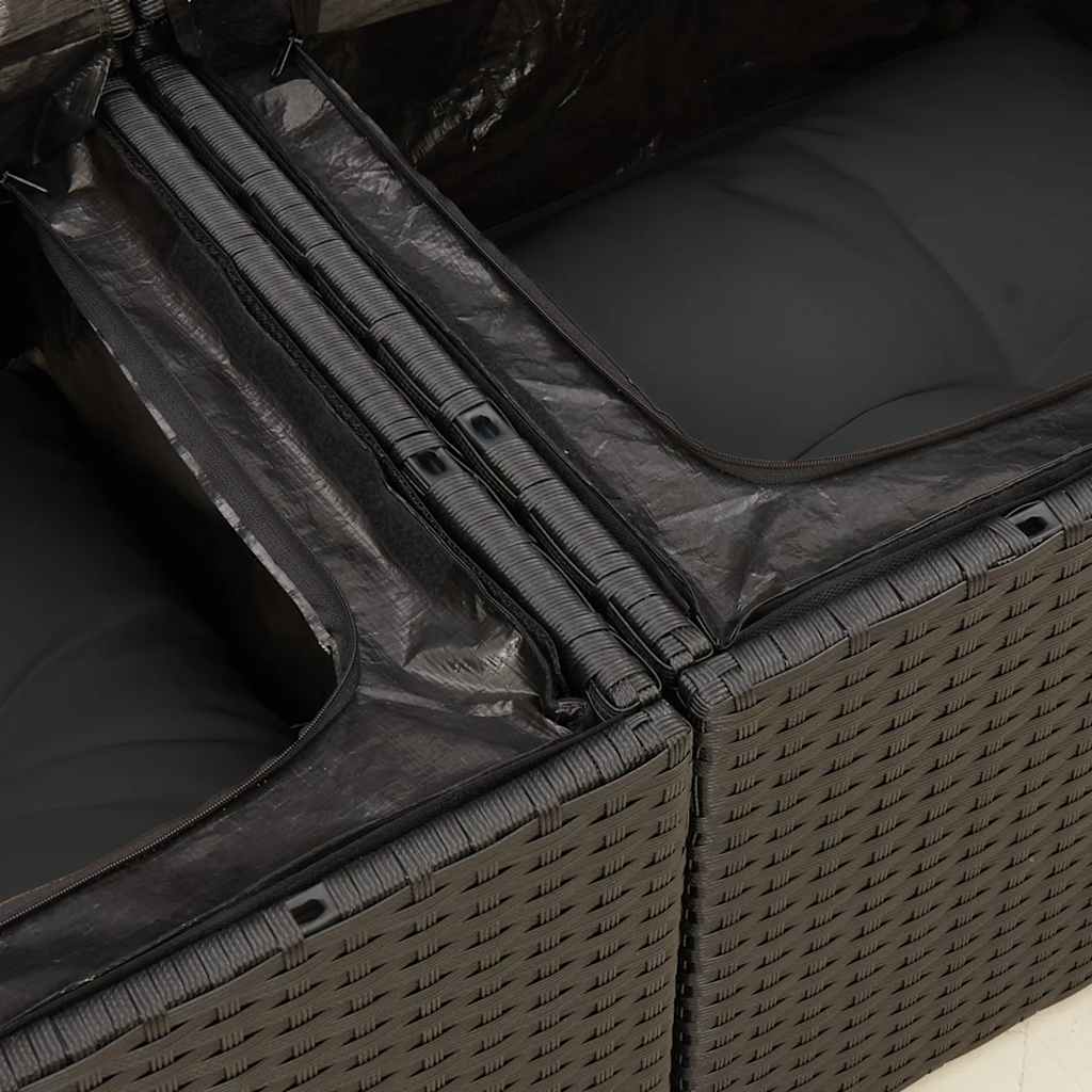 9-dijelni set vrtnih sofa s jastucima crni od poliratana