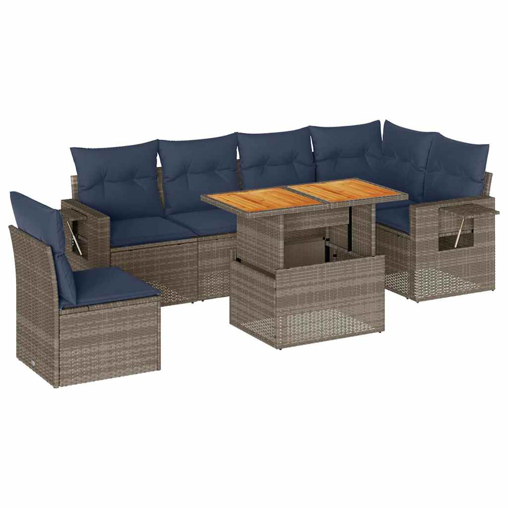 7-dijelni set vrtnih sofa sivi od poliratana