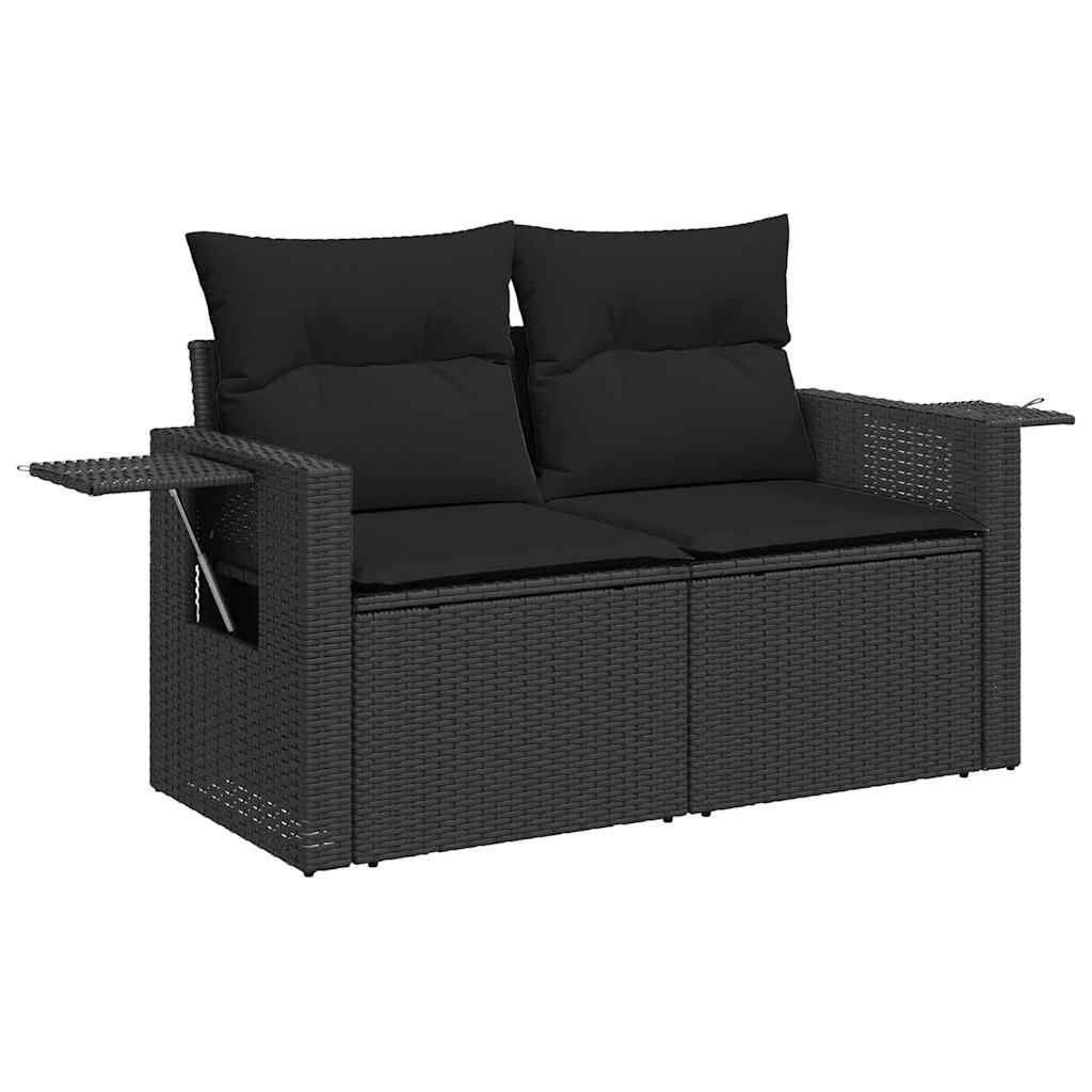 10-dijelni set vrtnih sofa s jastucima crni od poliratana
