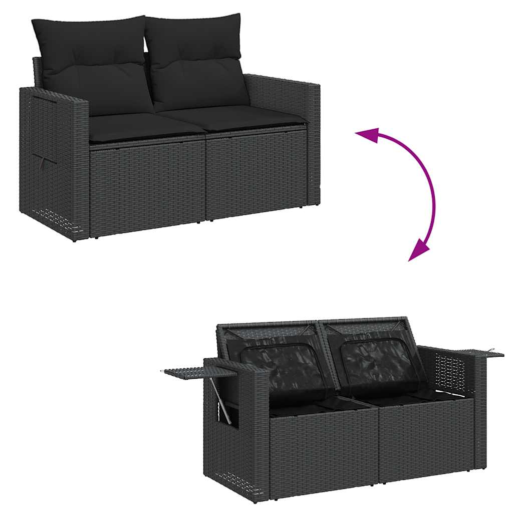 10-dijelni set vrtnih sofa s jastucima crni od poliratana