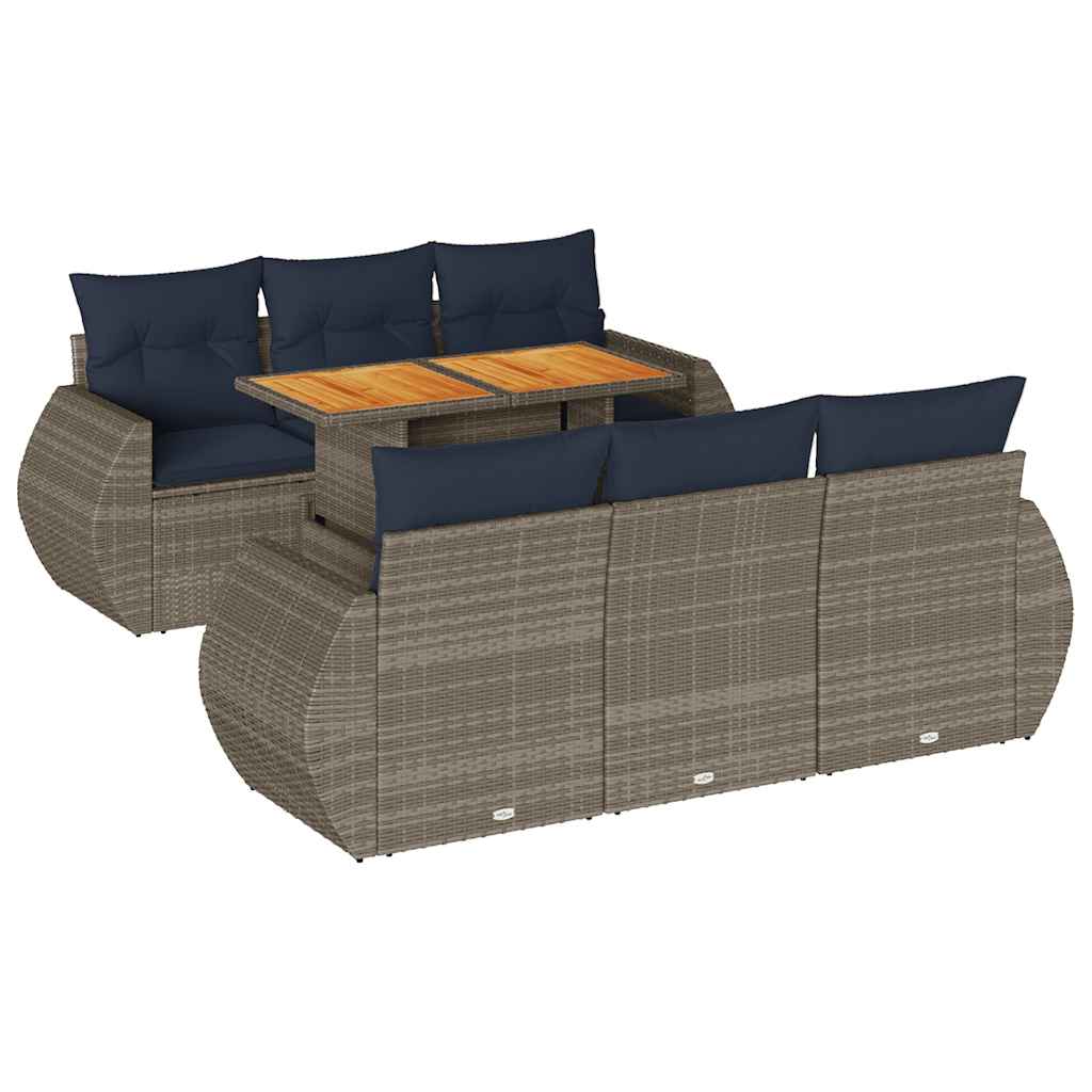 7-dijelni set vrtnih sofa sivi od poliratana