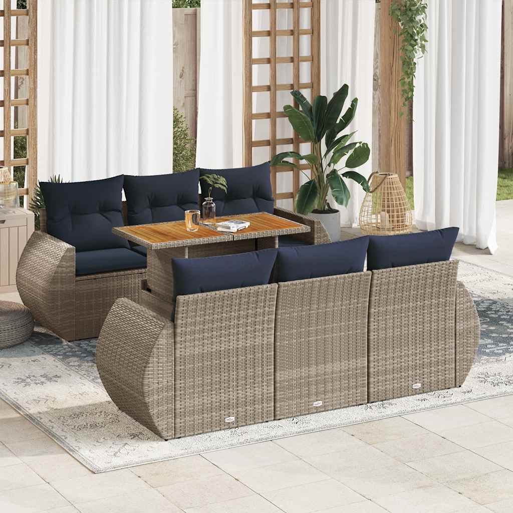 7-dijelni set vrtnih sofa sivi od poliratana