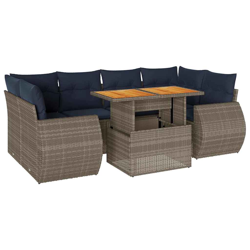 7-dijelni set vrtnih sofa sivi od poliratana