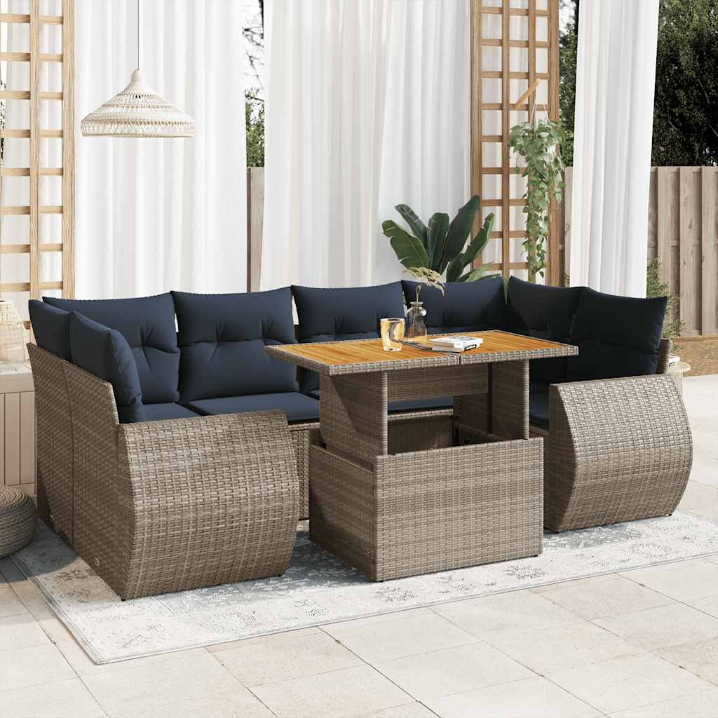 7-dijelni set vrtnih sofa sivi od poliratana