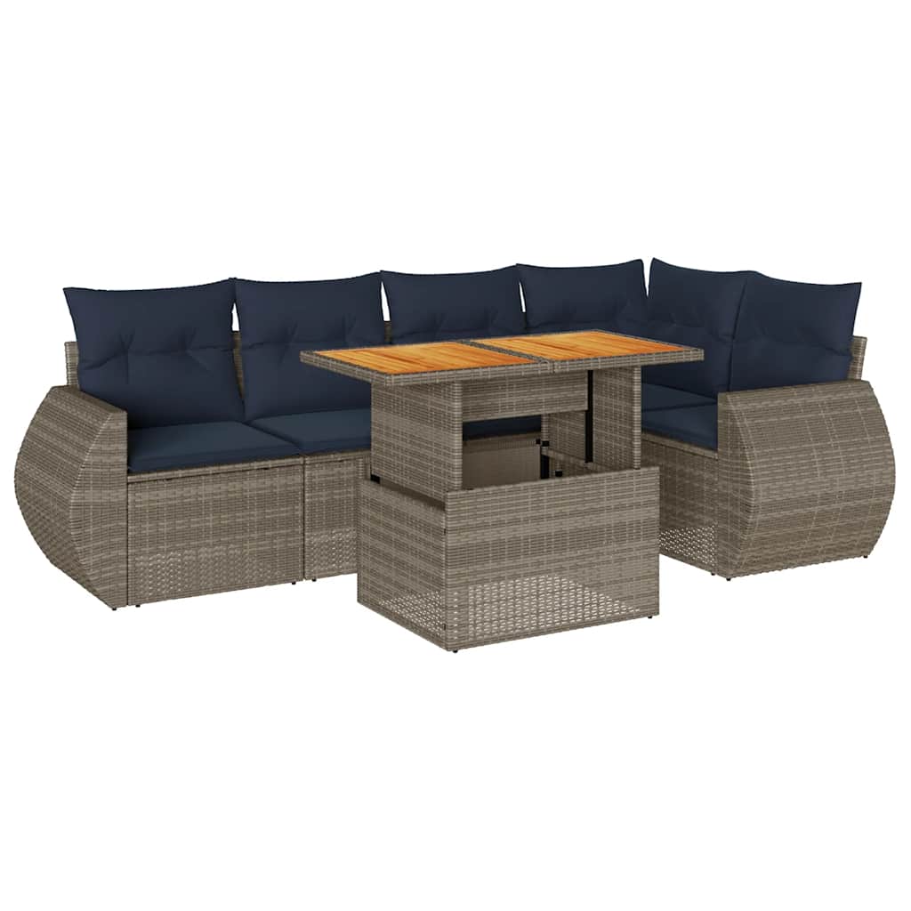 6-dijelni set vrtnih sofa od poliratana s jastucima