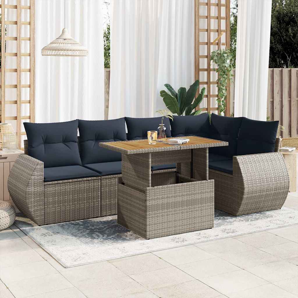 6-dijelni set vrtnih sofa od poliratana s jastucima