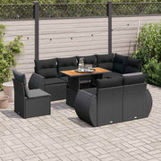 9-dijelni set vrtnih sofa s jastucima crni od poliratana