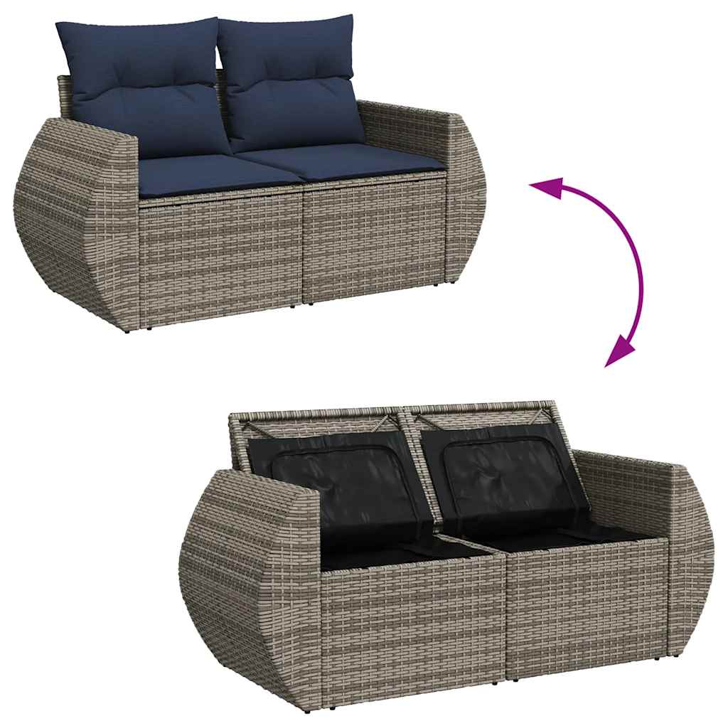 9-dijelni set vrtnih sofa od poliratana s jastucima sivi