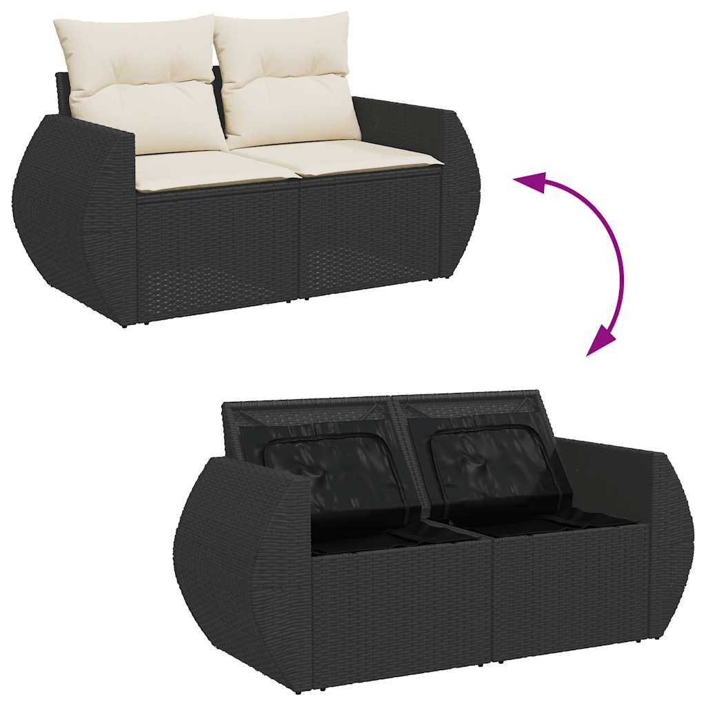 8-dijelni set vrtnih sofa od poliratana s jastucima crni