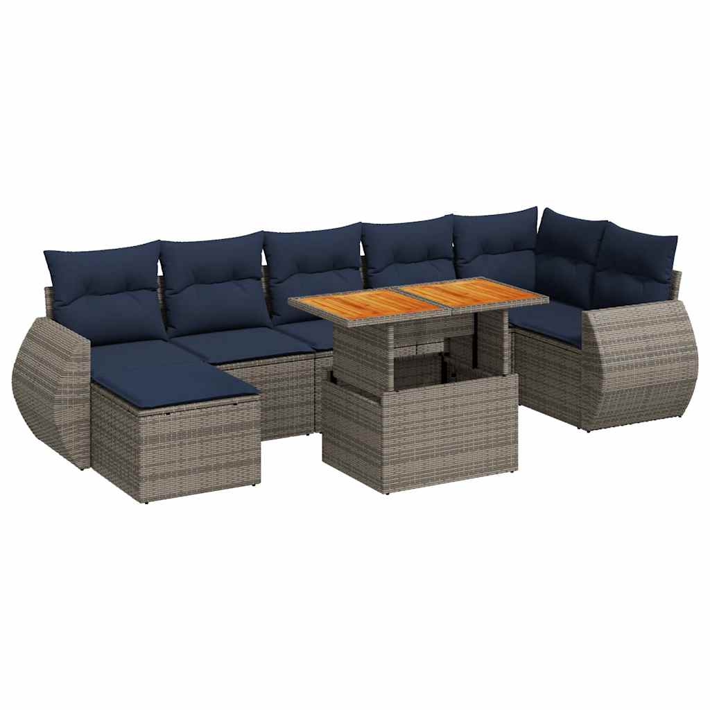 8-dijelni set vrtnih sofa od poliratana s jastucima sivi