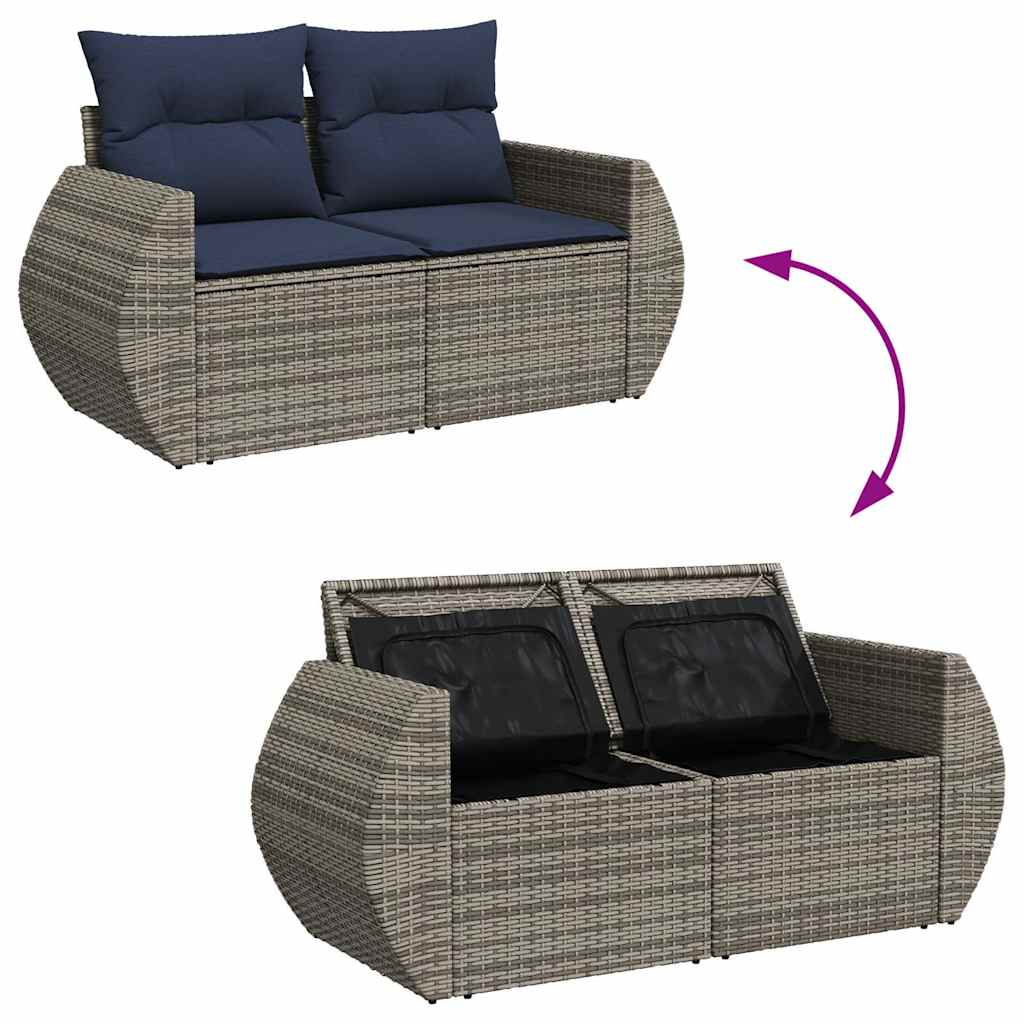 8-dijelni set vrtnih sofa od poliratana s jastucima sivi