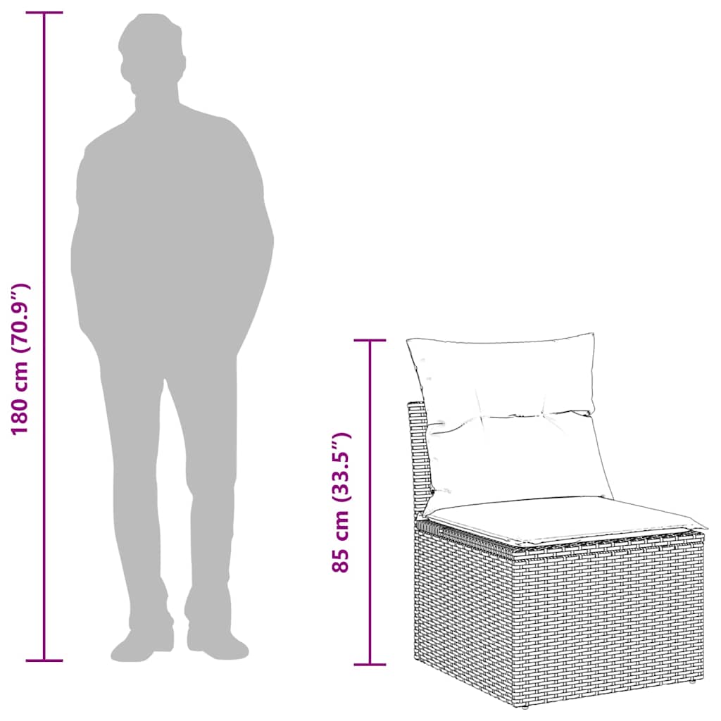 5-dijelni vrtni set sofa s jastucima bež od poliratana