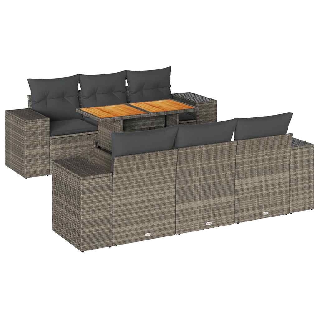 7-dijelni set vrtnih sofa sivi od poliratana