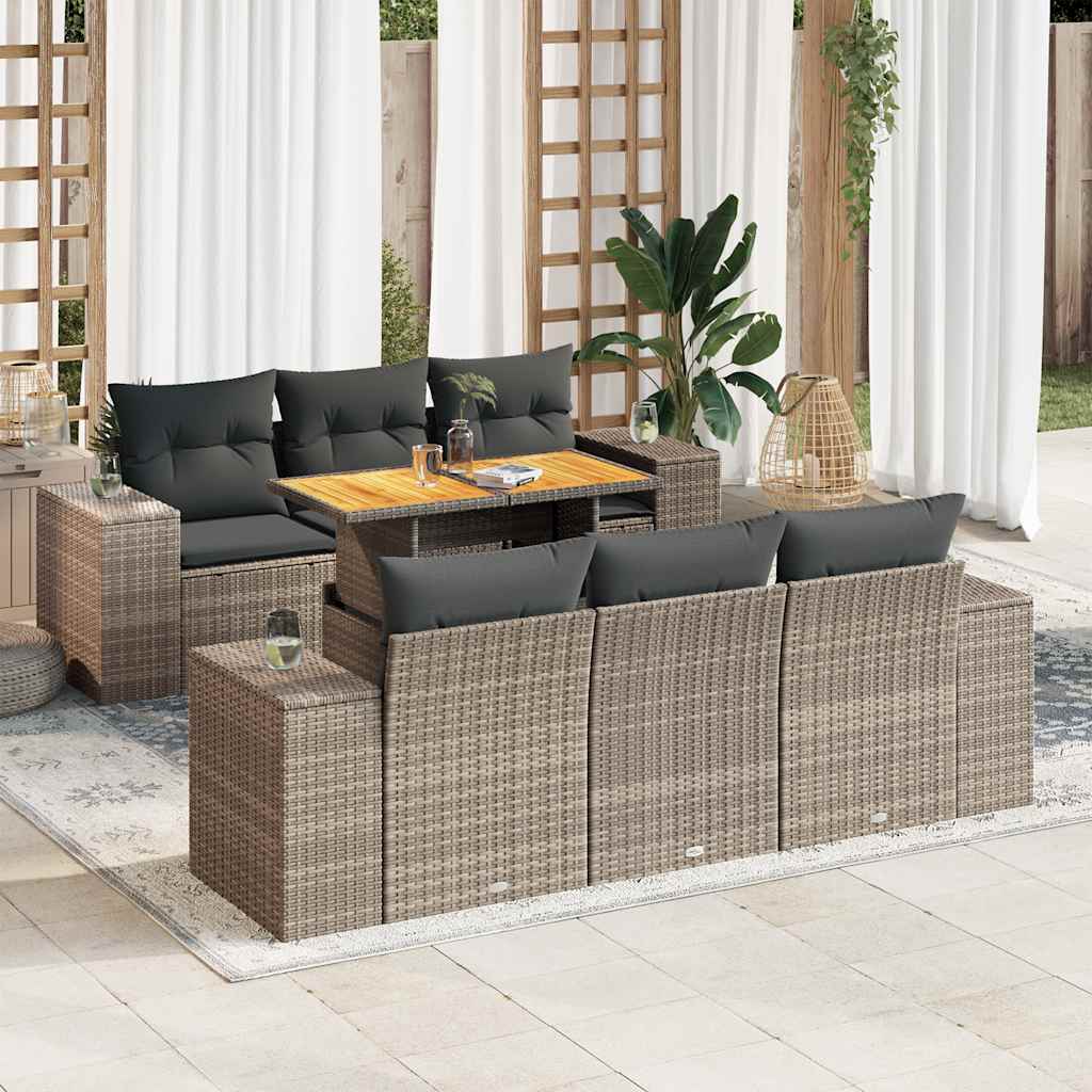 7-dijelni set vrtnih sofa sivi od poliratana